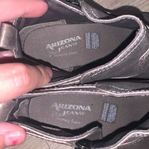 Arizona Jean Co Metallic Brown Gold Ankle Boots Zip Up