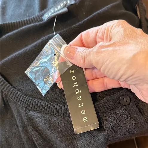 Metaphor Lightweight Black Cotton Blend Button Up Cardigan Lace NWT Size Large - Image 8