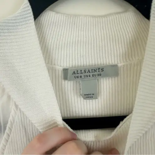 All Saints White Knit and Cotton Cleo Top Puff Sleeve Size 4