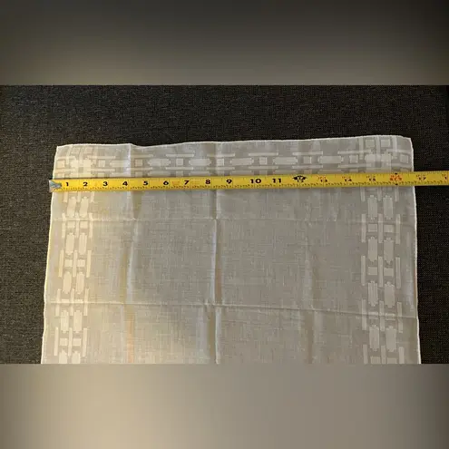 Vintage Hanky Linen Poly Blend W/Woven Details White