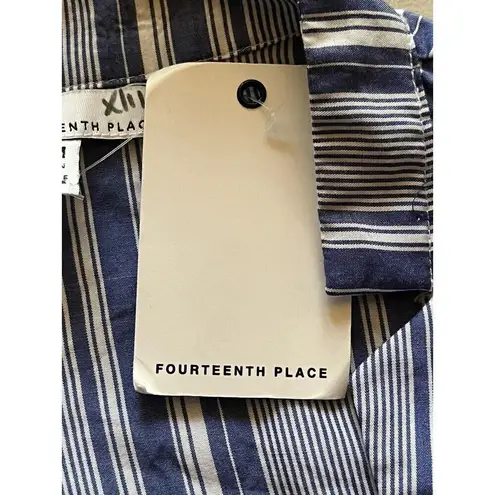 Fourteenth Place Womens Blue Wrap Surplice Tunic Blouse M boho nautical preppy