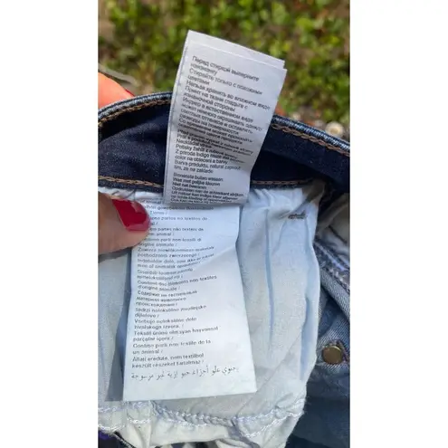 Mavi Jeans Co. Mila dark blue Denim whiskered front Frayed stretch Mini skirt M Size M