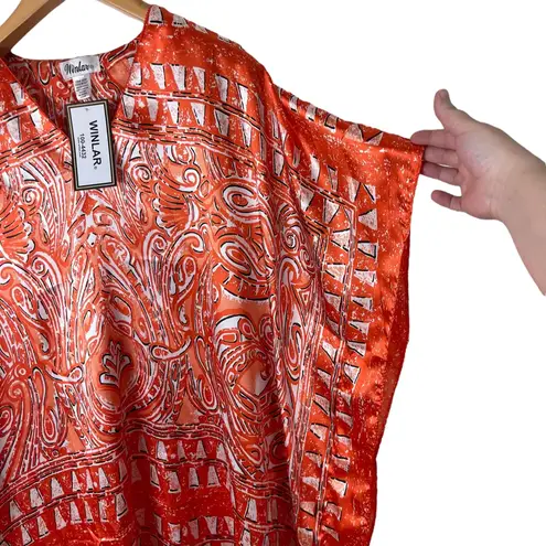 NWT Winlar Kaftan House Dress Beach MuMu OS Fits Most Orange Satin Long