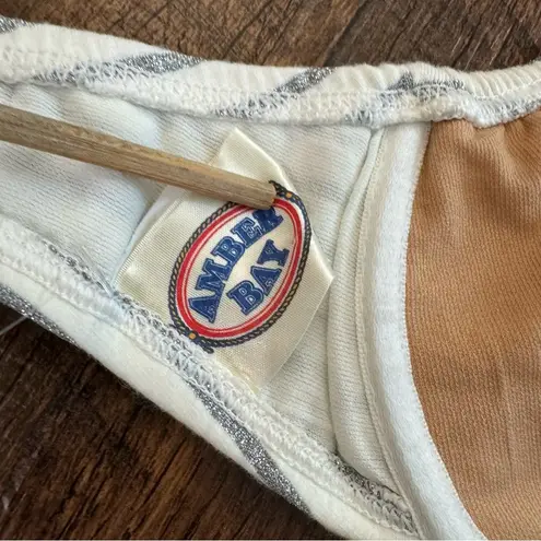 AMBER BAY white with metallic silver bikini, size 8, NWT