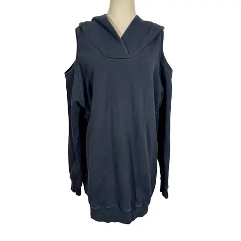FAITH CONNEXION Hooded Cut Out Sweatshirt Dress Sailor Hooded Sweater in Black Size M