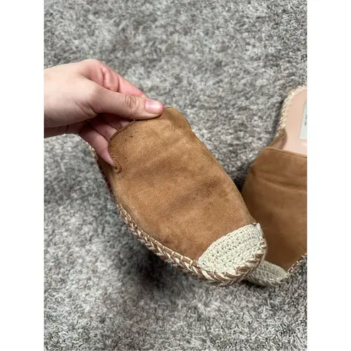 Steven High Mule Tan Suede Leather Espadrille Flats Slip On Shoes Women’s 8