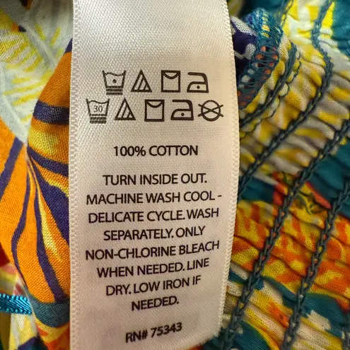 Cynthia Rowley  Bright Floral Tank Top with Elastic Waist and Crochet Trim Sz XL