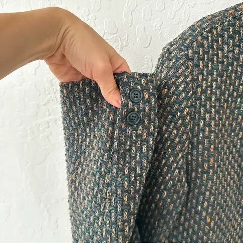 Vintage Chester Weinberg Green Multicolor Woven Stitch Double Breasted Blazer Size 12