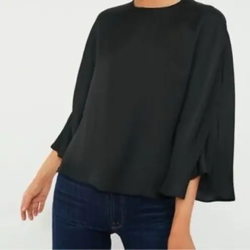 Tuckernuck Selma Cape Blouse M NWT Black Satin Sleeve Draped Top Size M