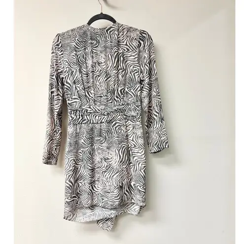 IRO Paris Maitri Zebra Print Long Sleeve Wrap Mini Dress Pastel Pink/Black 38/6 Gray