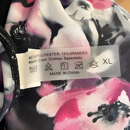 Floral Swimsuit One Piece Halter Strapless XL Purple