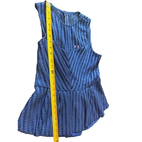 New York & Co Blue Two Piece Eyelet Sleeveless Peplum Skirt Set Size S
