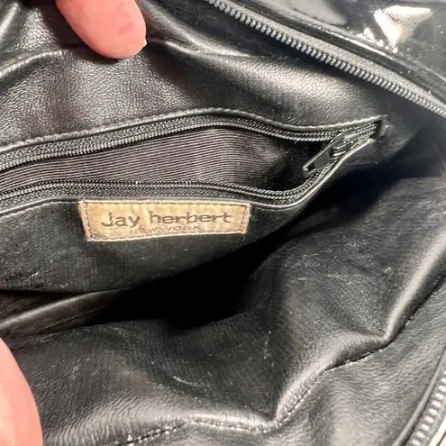 Jay Herbert VTG black patent leather crossbody bag tassel chain strap