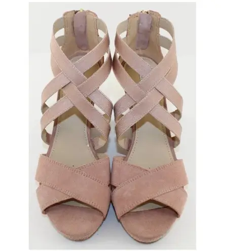 Geox D Sibilla Powder Pink Suede Wedge Heels 9.5