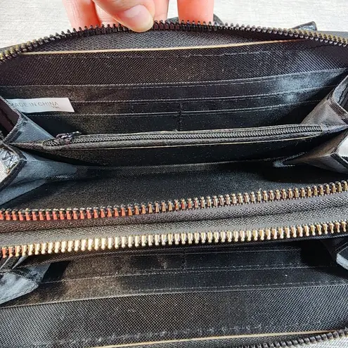 Cross Body Wristlet Purse Black Removable Strap Two Sides Zipper