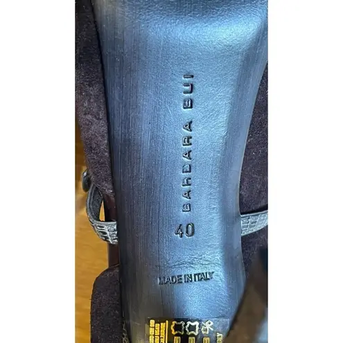 Barbara Bui brown Suede Platform sky high Peep Toe high Heels US 8 Made in Italy Black