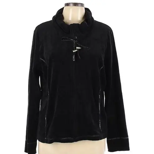 White Stag Women's Hoodless Velour Jacket – Size Large (12/14), Black