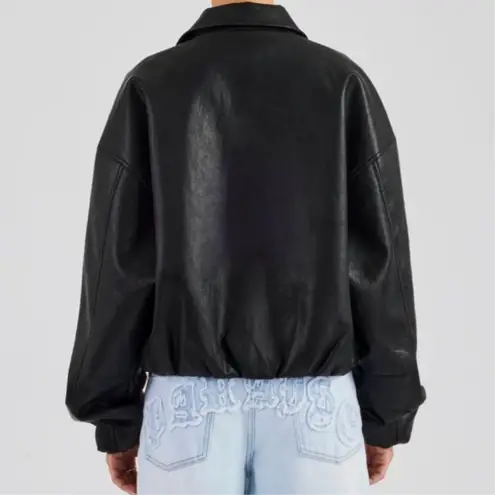 Cernucci Oversized Collared PU Bomber Black XS NWT