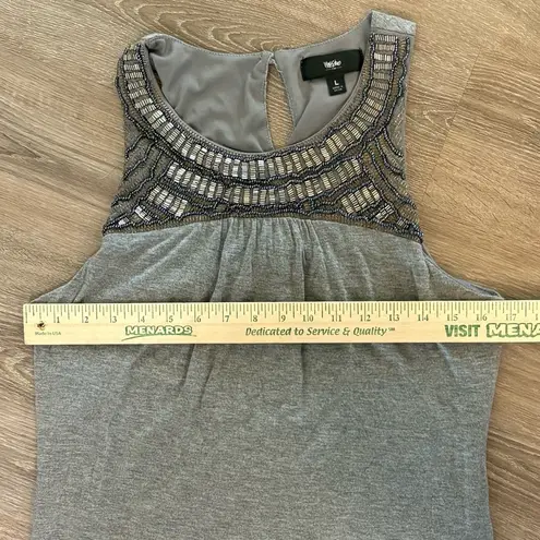 Mossimo Grey Beaded Tank Dress Bodycon Midi Length Boho Y2K Size L Festival Gray Size L