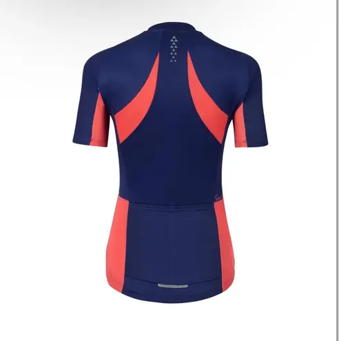 Santic Women's Size XLarge Cycling Jersey Full Zip Biking Shirt Rear Pockets Blue