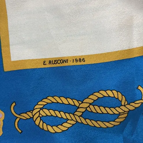 Vintage Emilio Rusconi Italian Eagle 100% silk scarf Red Blue