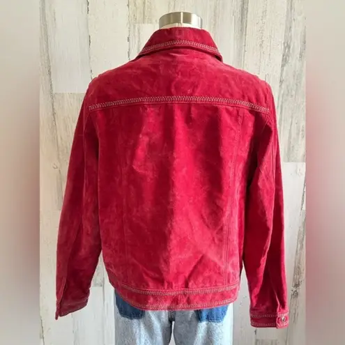 Coldwater Creek Red Suede Jacket Beaded Details western Large boho See description