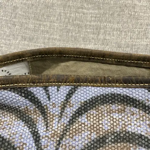 Myra Bag Messenger Cotton Leather Green Brown Blue Pockets Hand Bag Purse