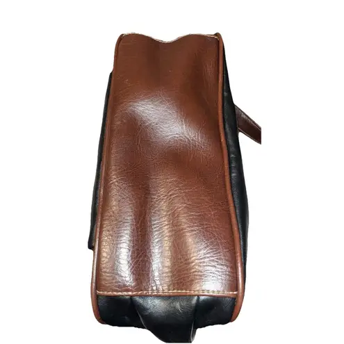 Capezio Vintage 80s Black & Brown Leather Satchel Multi-Compartment Shoulder Bag