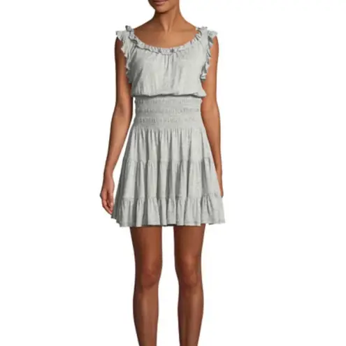 Rebecca Taylor Smocked Dress Ruffle Sleeveless Tiered Casual Dress M