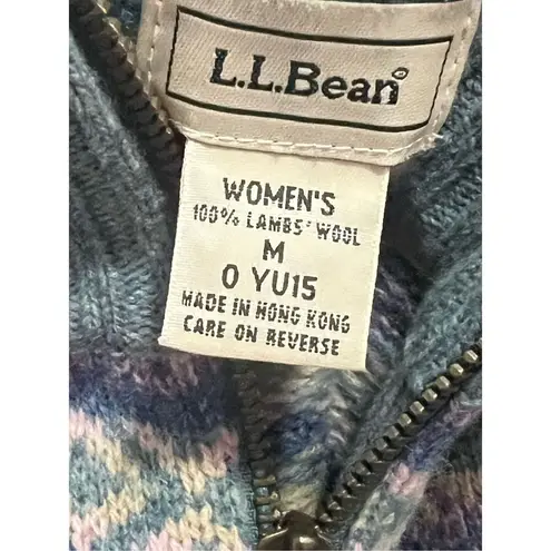 Ll Bean Lambswool Fair Isle Full Zip Sweater, Women's M Nordic Size M