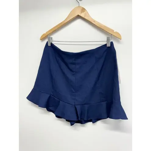 AQUA  Shorts Womens Size Large Navy Blue High Waist Ruffled NEW