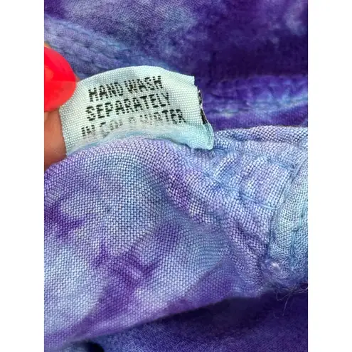 Sapogee Made in India Tie Dye Dress Lace Up Free Size Midi Purple Blue Rayon Size M