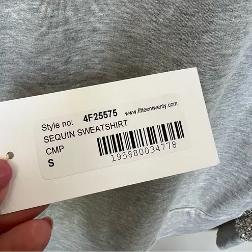 Fifteen Twenty NWT Champagne Sequin Contrast Knit Sweatshirt Grey Size Small