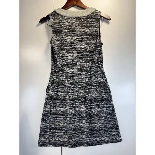Tabitha Anthropologie Black White Gray Marled Knit Split Neck Shift Dress Size 4