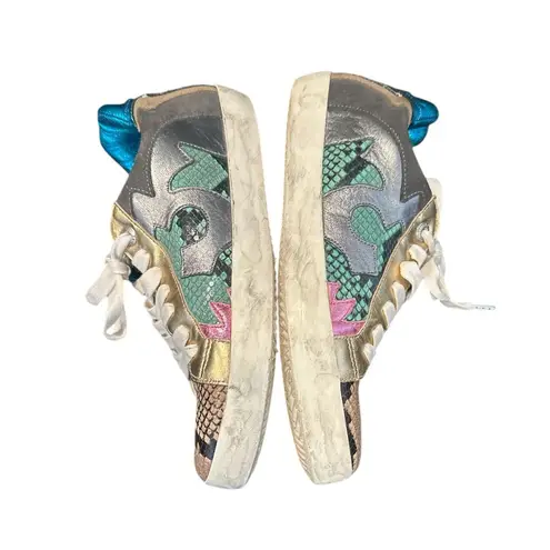 Zadig & Voltaire PARIS LEATHER MULTI PYTHON SNAKESKIN DISTRESSED SNEAKERS 40