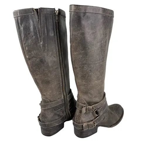 FREEBIRD by Steven Irish Tall Leather Riding Boots Triple Buckle Strap 6 Brown