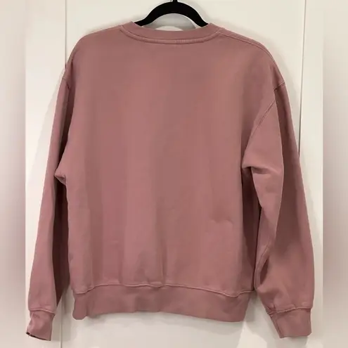 Aritzia TNA  Cozy Fleece Boyfriend Crew Sweatshirt Mauve Crewneck Sweatfleece L
