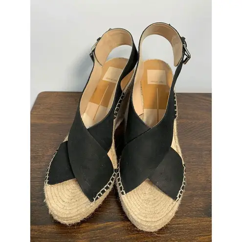 Dolce Vita Womens Espadrille Wedge Sandals Faux Suede Upper Black Nude Size 10 Black