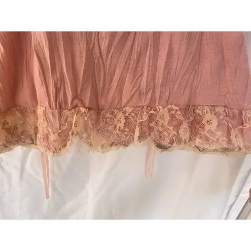 VTG Fairy Grunge Patchwork Lace Corset Cami Tank Top Pink Green Ribbon Floral XS