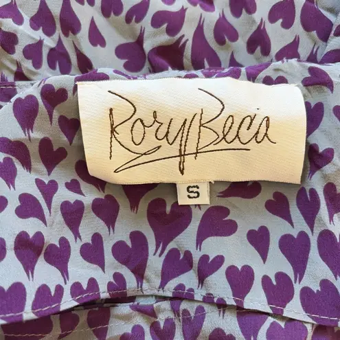 Rory Beca  Silk Gray Grey Purple Allover Abstract Heart Ruffle Cami Tank Small thumbnail 8