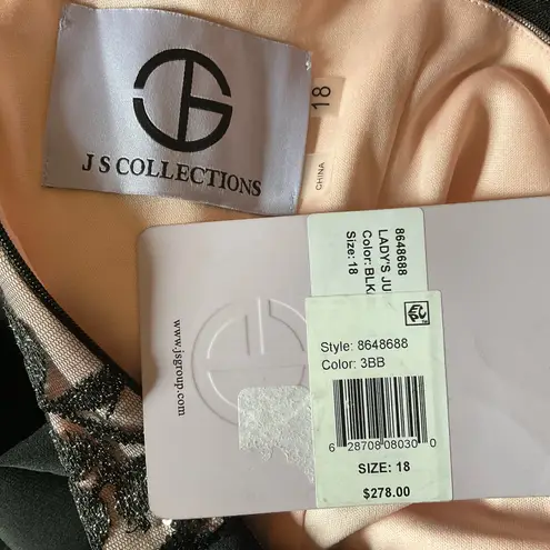 JS Collections Sequined Lace and Crepe Wide Leg Pant Jumpsuit Black Size 18