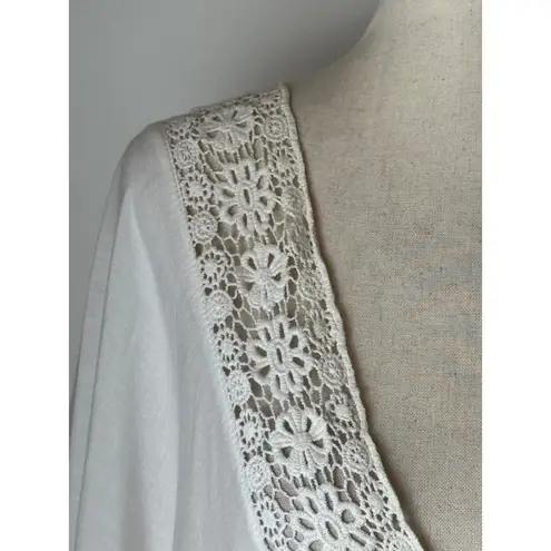 Tiare Hawaii Coverup Women OS White Crochet Embroidered Flowy Beach Swim Boho