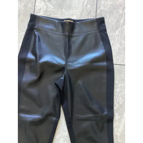 Elie Tahari Faux Leather Panel Ponte Knit Leggings Stretch Black S/P