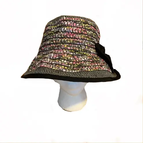 GRACE HATS BLACK & PINK CLOCHE STYLE COTTON & PAPER HAT Multiple