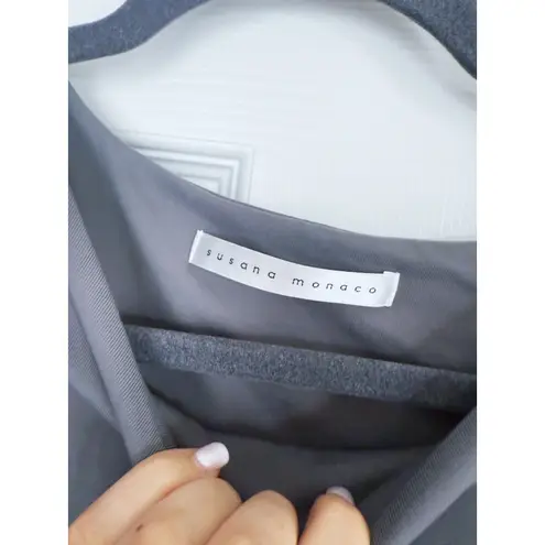 Susana Monaco NWT Flare Sleeve Cold Shoulder Top Small Pewter Gray Fall Dressy