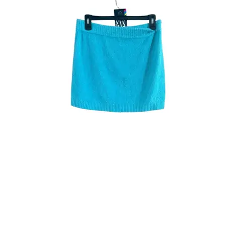 Theory Women's  S Turquoise Knit Drawstring Mini Skirt - Image 3