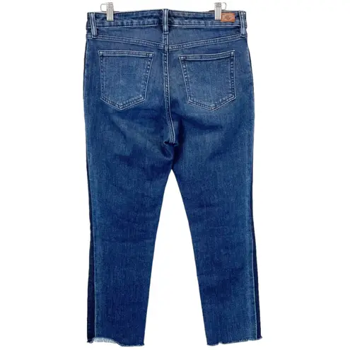 LAUREN Ralph Lauren Womens 8P Jeans Premier Straight Ankle Tuxedo Stripe Fray Blue