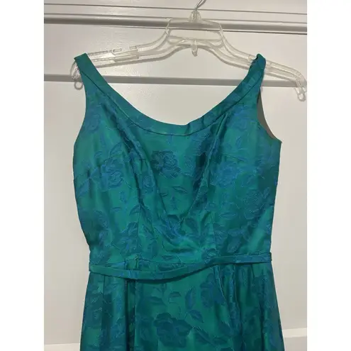 Vintage 1950's Original blue green brocade form fitted long gown Costume Theater Size 00