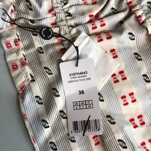 Carven Jacquard Printed Ruched Tank Top NWT size 4 Red White Blue