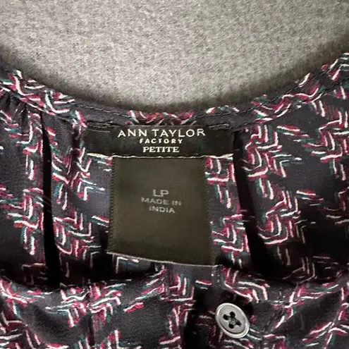 Ann Taylor Factory Womens LP Sleeveless Ruffle Sleeve Split Neck Shell Tank Top Black Size undefined